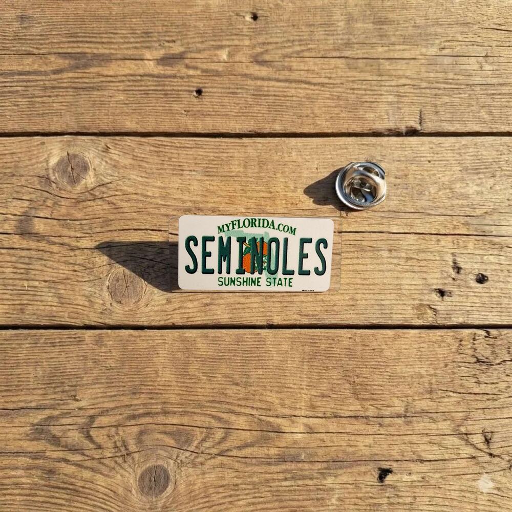 Vintage Florida State Seminoles License Plate Hat Pin Retro Metal- Go Noles!